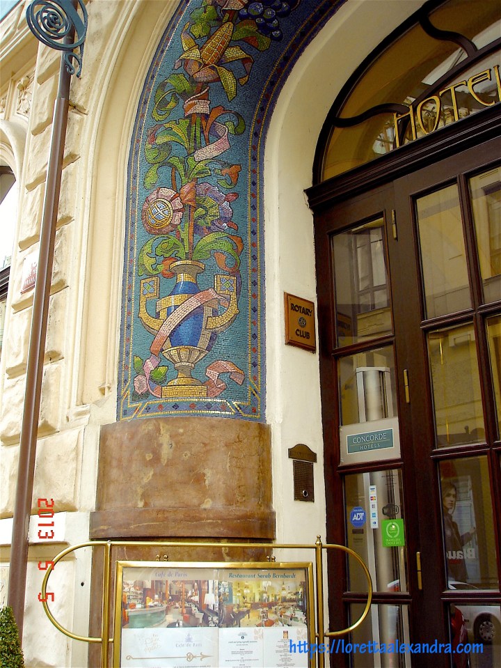 Mosaic tile detail – entrance to Hotel Paris, Prague