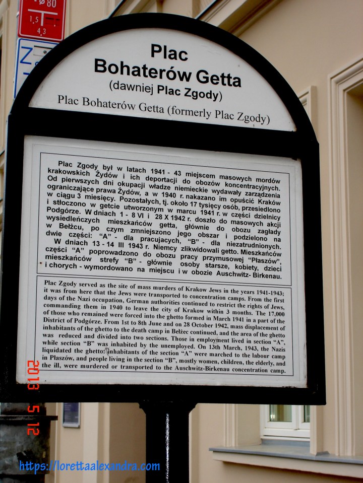 Plac Bohaterów Getta sign, on the history of this site