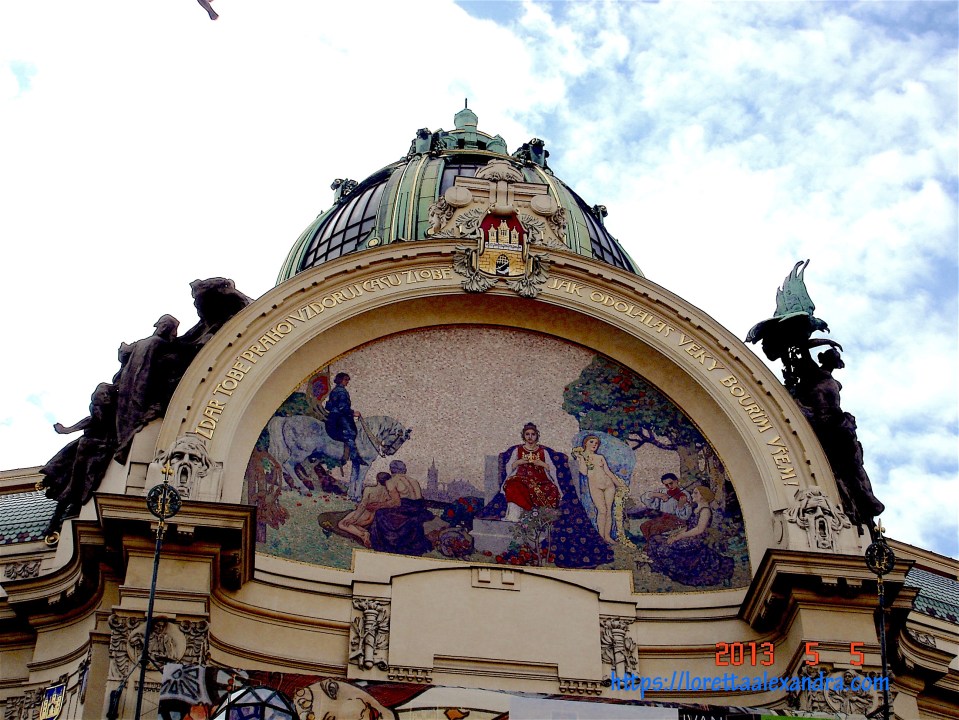 Detail, façade of Municipal House, Prague