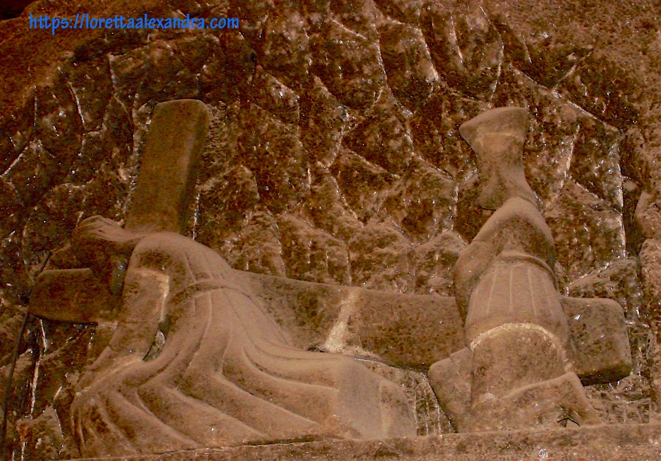 Rock salt frieze of Christ Carrying the Cross – carved by miners