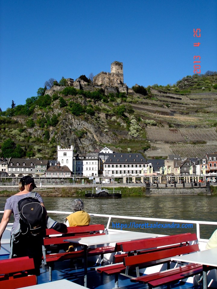 Passing villages and vineyards along the banks of the Rhine.