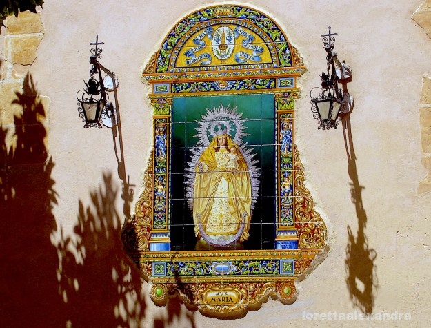 1. Tile mural on the façade of Santa María La Blanca, Seville, Spain
