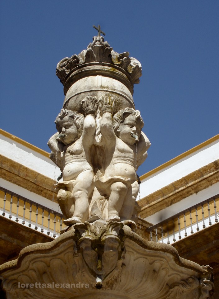 A detail of the fountain on the plaza at the University of Seville