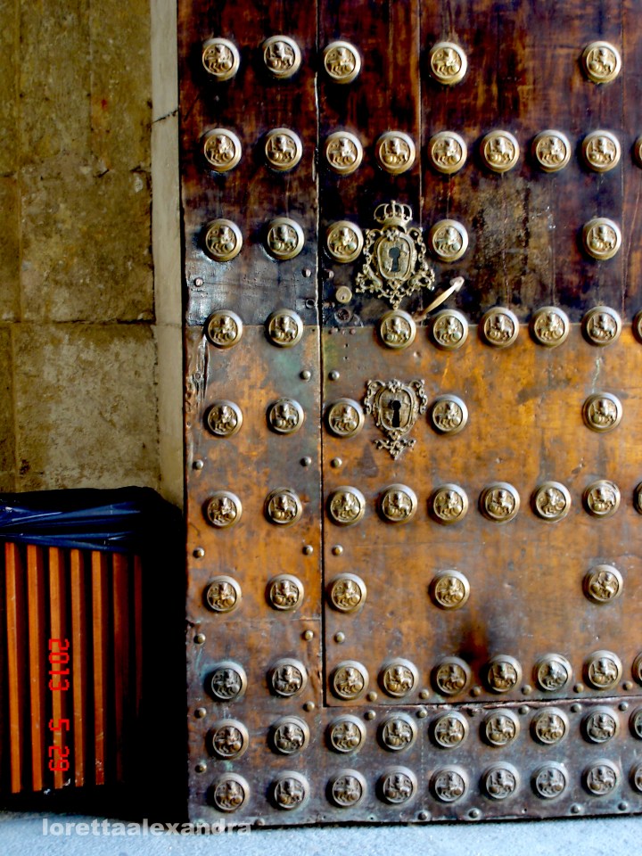 Detail of a studded wooden door – University of Seville