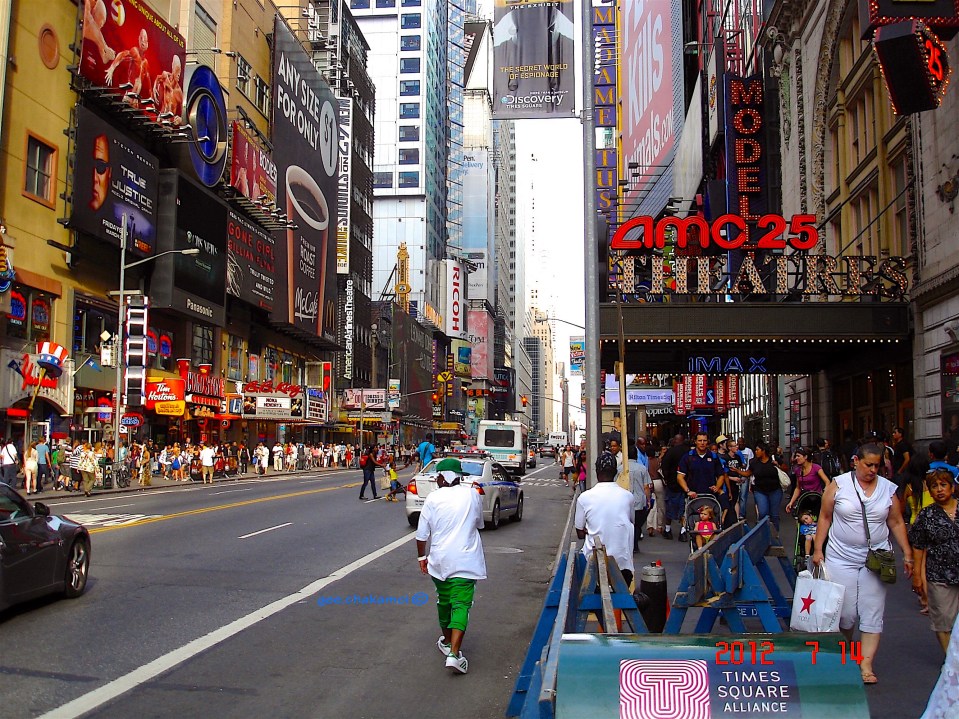 On Broadway, in Mid-Manhattan’s theater district