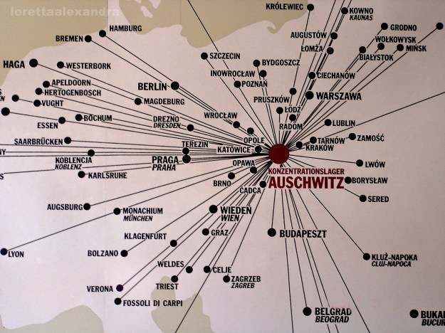 From all of these places indicated on the map, victims of the Holocaust were force-driven to Auschwitz  concentration camp.