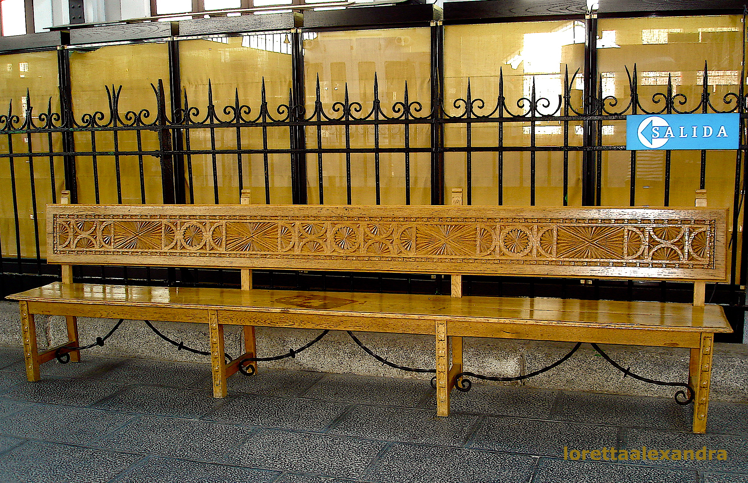Bench in passenger waiting area.
